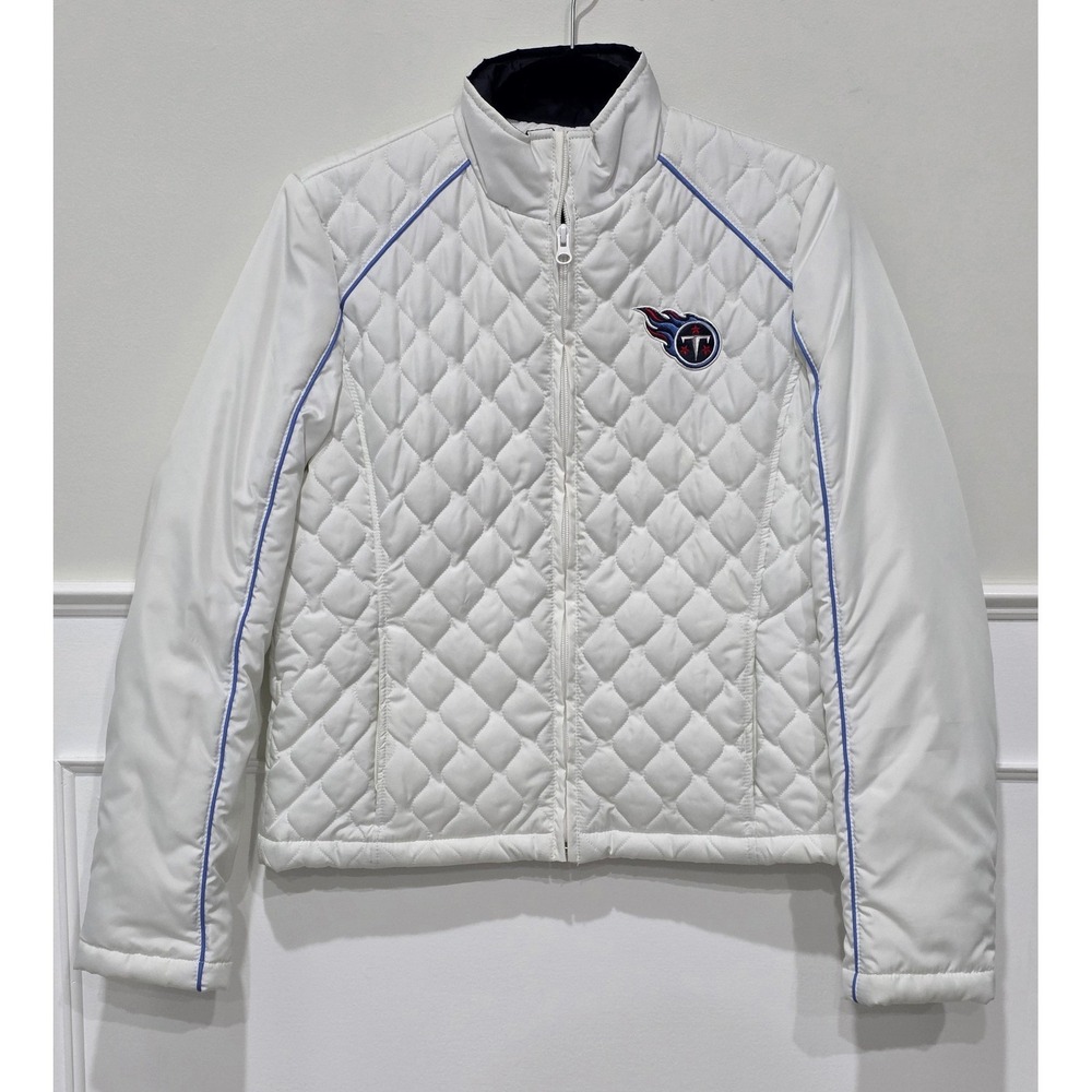 *FLAW* NFL Team Apparel Tennessee Titans Quilted Jacket‎ White Womens Small
